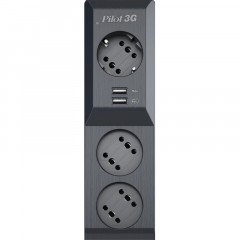 Сетевой фильтр PILOT 3G (3 евро+2 USB/3м/10А/150Дж/черный) Сетевой фильтр PILOT 3G (3 евро+2 USB/3м/10А/150Дж/черный) - фото 2