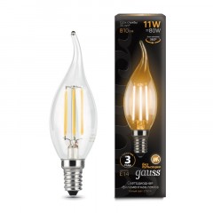 Лампа светодиодная Gauss Filament 11W Е14 Свеча на ветру 2700К 104801111 Лампа светодиодная Gauss Filament 11W Е14 Свеча на ветру 2700К 104801111 - фото 2