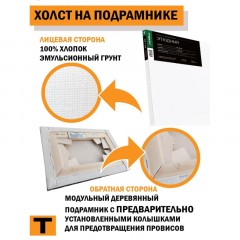 Холст Туюкан Этюдный, 100х100 см, 256г/м2, мелкое зерно, Т0016101 Холст Туюкан Этюдный, 100х100 см, 256г/м2, мелкое зерно, Т0016101 - фото 4