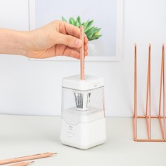 Точилка для карандашей электрич. Deli, 1 отв., пластик ,батарея+ USB, белый - фото 10
