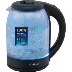 Чайник электрический SCARLETT SC-EK27G90, стекло, 1800Вт, 1.7л, черный Чайник электрический SCARLETT SC-EK27G90, стекло, 1800Вт, 1.7л, черный - фото 3