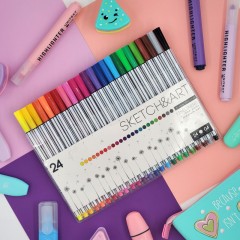 Набор линеров для скетчинга SKETCH&ART В ПВХ кармане 0.4 мм 24 цв 36-0013 - фото 9