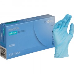 Перчатки нитрил., NITRILE OPTIMA, голубые, 3гр. (S), 50 пар/уп
