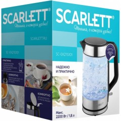 Чайник SCARLETT SC-EK27G101, 2200Вт, электрический 1.8л, стекло, сталь Чайник SCARLETT SC-EK27G101, 2200Вт, электрический 1.8л, стекло, сталь - фото 8