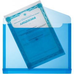 Папка-конверт на кнопке горизонт с расшир Attache, А4, синий 180мкм 5шт/уп Папка-конверт на кнопке горизонт с расшир Attache, А4, синий 180мкм 5шт/уп - фото 3
