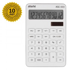 Калькулятор настольный КОМП Attache Selection ASС-333,12р,дв.пит,170x108бел Калькулятор настольный КОМП Attache Selection ASС-333,12р,дв.пит,170x108бел - фото 2