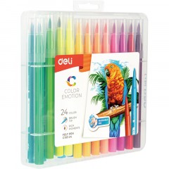 Фломастеры набор Deli Color Emotion кисть смываемые 24цв. пластик. Пенал Фломастеры набор Deli Color Emotion кисть смываемые 24цв. пластик. Пенал - фото 6
