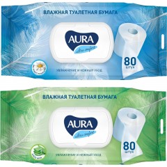 Бумага туалетная влажная AURA ULTRA COMFORT с крышкой 80шт/уп - фото 5