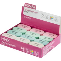 Ластик овальный Attache Extra, нат.каучук, 45x28x10мм, пастельн.ассорти - фото 10