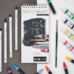 Скетчбук SKETCH&ART 105х220мм 25л ЧЕРНЫЙ 220г на гребне д/скетч1-25-562/03 Скетчбук SKETCH&ART 105х220мм 25л ЧЕРНЫЙ 220г на гребне д/скетч1-25-562/03 - фото 4