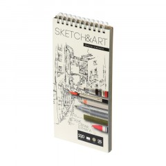 Скетчбук SKETCH&ART 105х220 25л СЕРЫЙ 220г на гребне д/скетч 1-25-563/03 Скетчбук SKETCH&ART 105х220 25л СЕРЫЙ 220г на гребне д/скетч 1-25-563/03 - фото 2