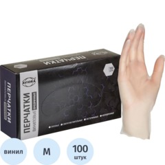 Перчатки однораз. виниловые, н/о, прозр. AVIORA (М) 50п/уп 5,5гр 402-638 ПС
