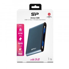 Портативный HDD Silicon Power Armor A80 1 TB USB 3.2, синий, металл - фото 3
