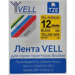 Картридж Vell VL-631 (Brother TZE-631, 12 мм, чер на желтом) для PT Vell631 Картридж Vell VL-631 (Brother TZE-631, 12 мм, чер на желтом) для PT Vell631 - фото 3