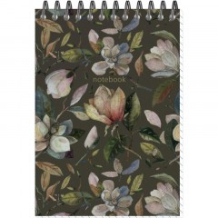 Блокнот Принты А6 60л, клетка, обл. мел. картон, спираль,Цветы