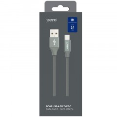Кабель USB PERO DC-02 Type-C, 3А, 1м, серый - фото 4