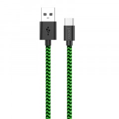 Кабель USB PERO DC-04 Type-C, 3А, 1м, Green-black (Fast Charge)