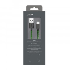 Кабель USB PERO DC-04 Type-C, 3А, 1м, Green-black (Fast Charge) - фото 3