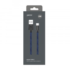Кабель USB PERO DC-04 Type-C, 3А, 2м, Blue-black (Fast Charge) Кабель USB PERO DC-04 Type-C, 3А, 2м, Blue-black (Fast Charge) - фото 2