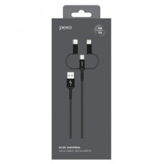 Кабель USB PERO DC-06 3 in 1 (Lightning/micro USB/Type-C), 3А, 1м, черный - фото 4
