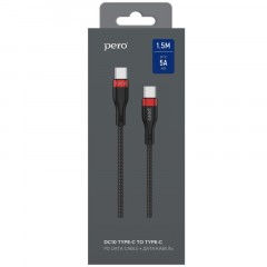 Кабель USB PERO DC-10 PD Type-C to Type-C, 5A, 100W, 1.5m, Black Кабель USB PERO DC-10 PD Type-C to Type-C, 5A, 100W, 1.5m, Black - фото 2