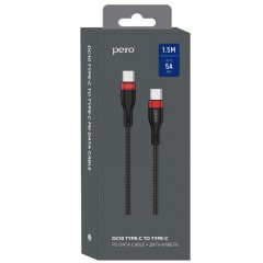 Кабель USB PERO DC-10 PD Type-C to Type-C, 5A, 100W, 1.5m, Black Кабель USB PERO DC-10 PD Type-C to Type-C, 5A, 100W, 1.5m, Black - фото 4