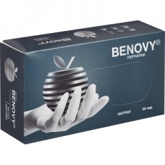 Перчатки нитрил, н/c, н/о, текстур, Benovy (L) 50п/уп, белый - фото 4