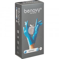 Перчатки нитрил, н/c, н/о, удлиненные, Benovy (M) 50п/уп, гол - фото 3