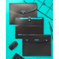 Папка органайзер на кнопке Attache Selection Black&Bluе, А4,500мкм , 5отд Папка органайзер на кнопке Attache Selection Black&Bluе, А4,500мкм , 5отд - фото 4