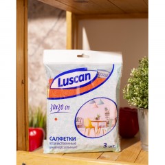 Салфетки хозяйственные Luscan из микрофибры универс 300г/м2 30х30см 3шт/уп - фото 4