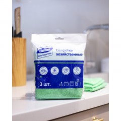 Салфетки хозяйственные Luscan Professional 300г/м2 30х30см 3шт/уп зеленые Салфетки хозяйственные Luscan Professional 300г/м2 30х30см 3шт/уп зеленые - фото 4