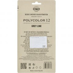 Карандаши цветные худож POLYCOLOR серые цвета 12цв/наб мет.кор 3822012013BL - фото 3