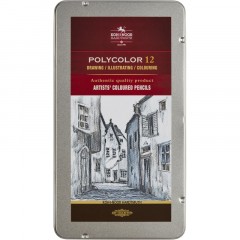 Карандаши цветные худож POLYCOLOR серые цвета 12цв/наб мет.кор 3822012013BL - фото 4