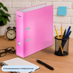 Папка-регистратор 75мм  Attache Neon А4 розовый б/мет уголка, лам картон - фото 8