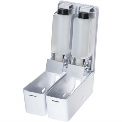 Дозатор для жидкого мыла 2x380мл пластик белый M-9029W-2 - фото 2