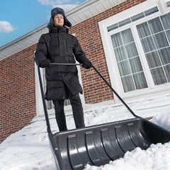 Движок для уборки снега пластик 690х470х1420мм стальн рукоят Сибртех 61642 - фото 10