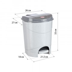 Ведро мусорное пласт 11л прям сер с пед и вн ведро с руч 260х330х260мм _СПБ - фото 4