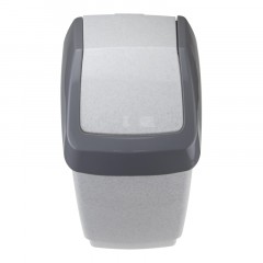 Ведро мусорное пласт 7л прям сер с черн крыш-маят мрамор 210х370х200мм_СПБ - фото 2