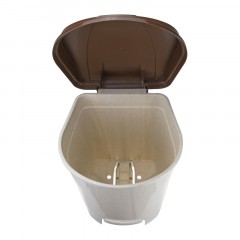 Ведро мусорное пласт 19л прям беж с пед и корич крыш мрам 305х390х305мм_СПБ - фото 3