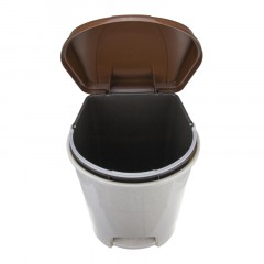 Ведро мусорное пласт 19л прям беж с пед и корич крыш мрам 305х390х305мм_СПБ - фото 4