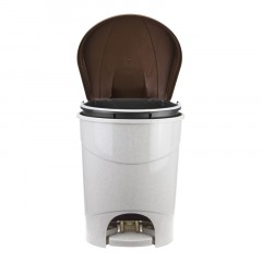 Ведро мусорное пласт 19л прям беж с пед и корич крыш мрам 305х390х305мм_СПБ - фото 5