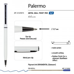 Ручка шариковая автомат. PALERMO бел.мет.корп, 0,7мм синяя 20-0250/14 Ручка шариковая автомат. PALERMO бел.мет.корп, 0,7мм синяя 20-0250/14 - фото 3
