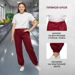 Брюки для пищевого производства бордо универс.сат у17-БР (р.48-50)р.182-188 Брюки для пищевого производства бордо универс.сат у17-БР (р.48-50)р.182-188 - фото 3