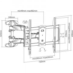 Кронштейн Digis 37-70, 2х2 колена, VESA макс. 600x400мм, до 45кг, DSM-5066 Кронштейн Digis 37-70, 2х2 колена, VESA макс. 600x400мм, до 45кг, DSM-5066 - фото 3