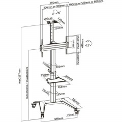 Стойка мобильная Digis 34-70, поворот 90°, VESA 600x400мм, 70 кг, DSM-P764C - фото 5