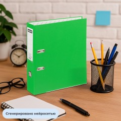 Папка-регистратор 75мм Attache А4, зеленая, тиснение кожа, метал. угол Папка-регистратор 75мм Attache А4, зеленая, тиснение кожа, метал. угол - фото 14