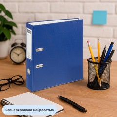 Папка-регистратор 75мм Attache А4, темно-синияя, тиснение кожа,метал. угол Папка-регистратор 75мм Attache А4, темно-синияя, тиснение кожа,метал. угол - фото 14