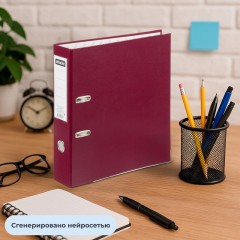 Папка-регистратор 75мм Attache А4, бордо, тиснение кожа, метал угол Папка-регистратор 75мм Attache А4, бордо, тиснение кожа, метал угол - фото 11