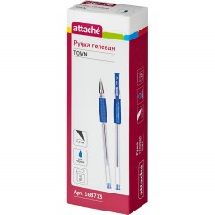 Ручка гелевая неавтомат. Attache Town 0,5мм с резин.манжеткой синий - фото 4