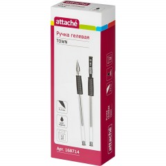 Ручка гелевая неавтомат. Attache Town 0,5мм с резин.манжеткой черный - фото 4